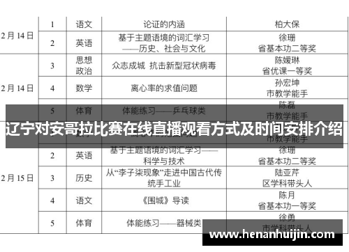 辽宁对安哥拉比赛在线直播观看方式及时间安排介绍